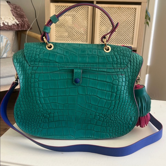 NEW! Rare Thale Blanc- Multicolor Audrey Croc-Embossed Crossbody/Top Handle Bag - Picture 7 of 16